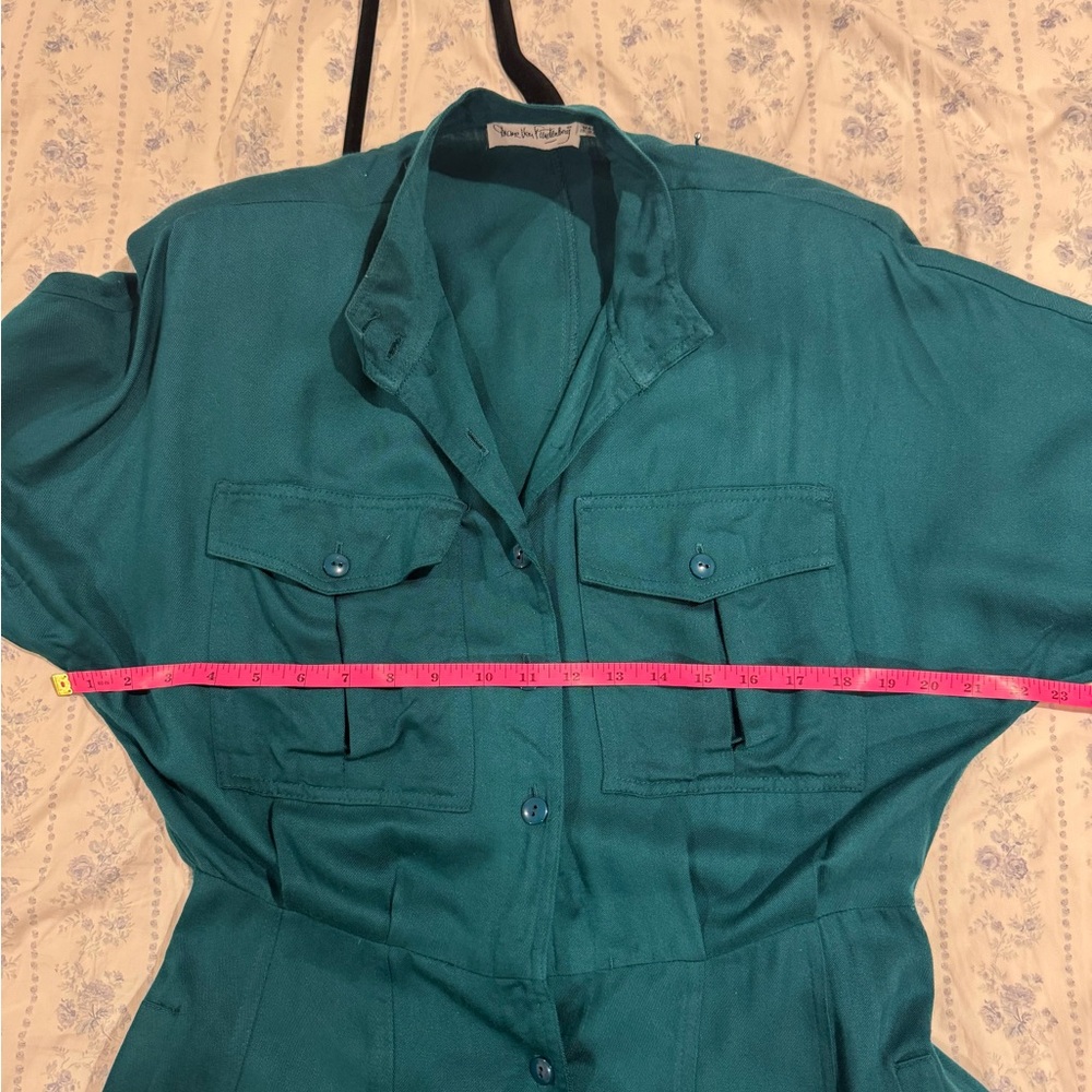 Vintage Teal Button-Up Diane Von Furstenberg Dress - Picture 5 of 6